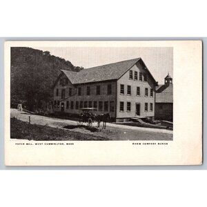 Antique Postcard Paper Mill West Cummington MA Vintage Black & White  #1446